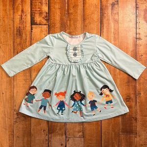 Little Millie dress 18 months long sleeve dress blue lightweight ruffles graphic